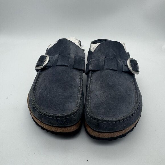 Birkenstock Shoes Womens 38 US 7 Buckley Suede Leather Navy Slip On Mule Clogs - Picture 2 of 7